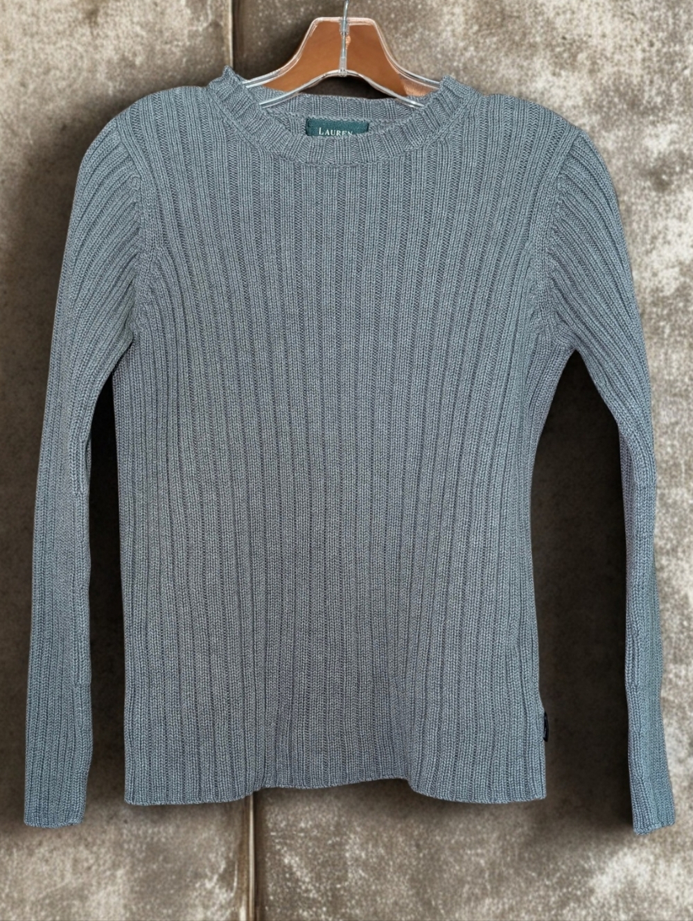 Ralph Lauren Women's Ribbed Crewneck Sweater - Gray Blue